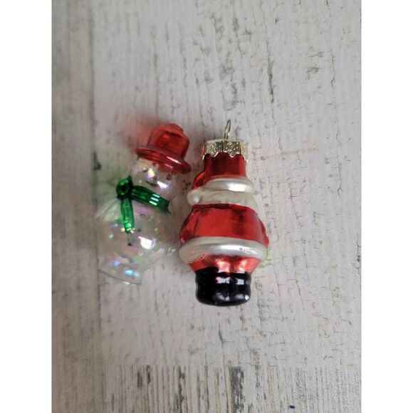 Mini snowman Santa Claus blown glass ornament Xmas set - Picture 7 of 7
